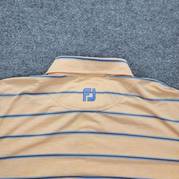 Footjoy Polo Shirt Mens Large Orange Striped Golf Performance North‎ Gate Logo - Picture 9 of 9